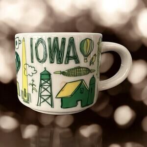 Starbucks Iowa Been There Series Mini Mug 2oz Espresso Ornament EUC